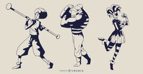 Circus Performer Silhouette Set