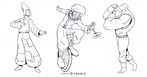 Conjunto de personas de ... artista de circo Conjunto de personas de ... artista de circo