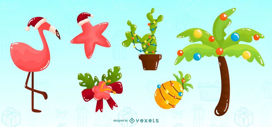 Tropical Christmas Glossy Element Set Tropical Christmas Glossy Element Set