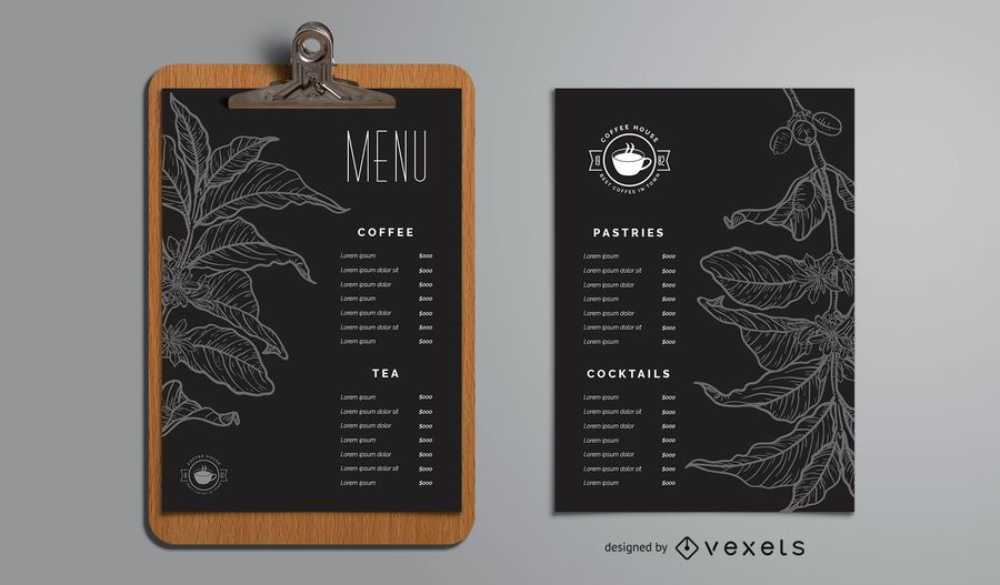Coffee house menu template Coffee house menu template