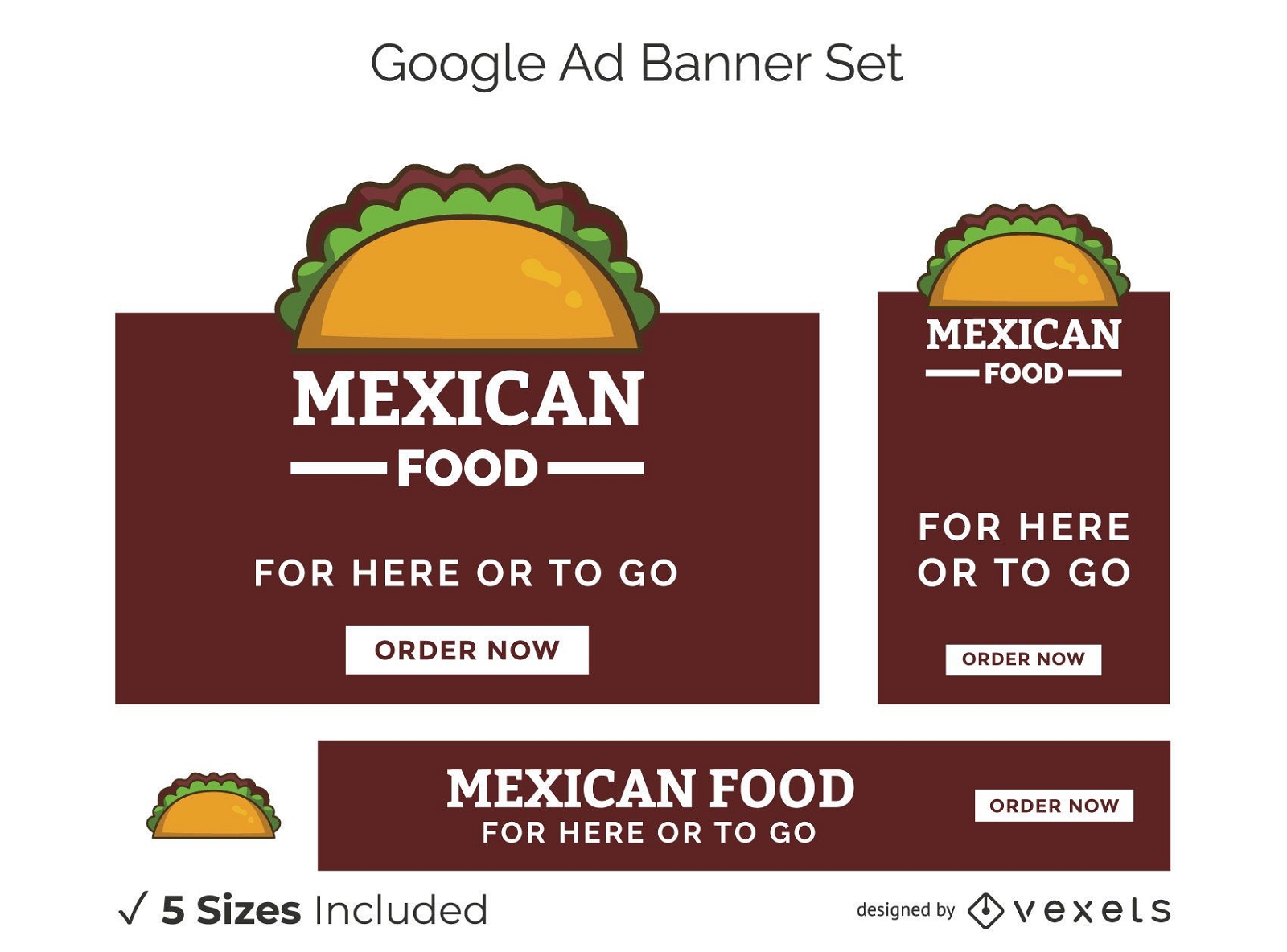 Conjunto de banners de anuncios de Google de comida mexicana