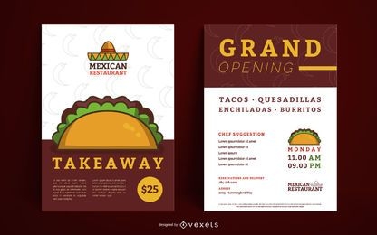 Conjunto de carteles editables de restaurante mexicano