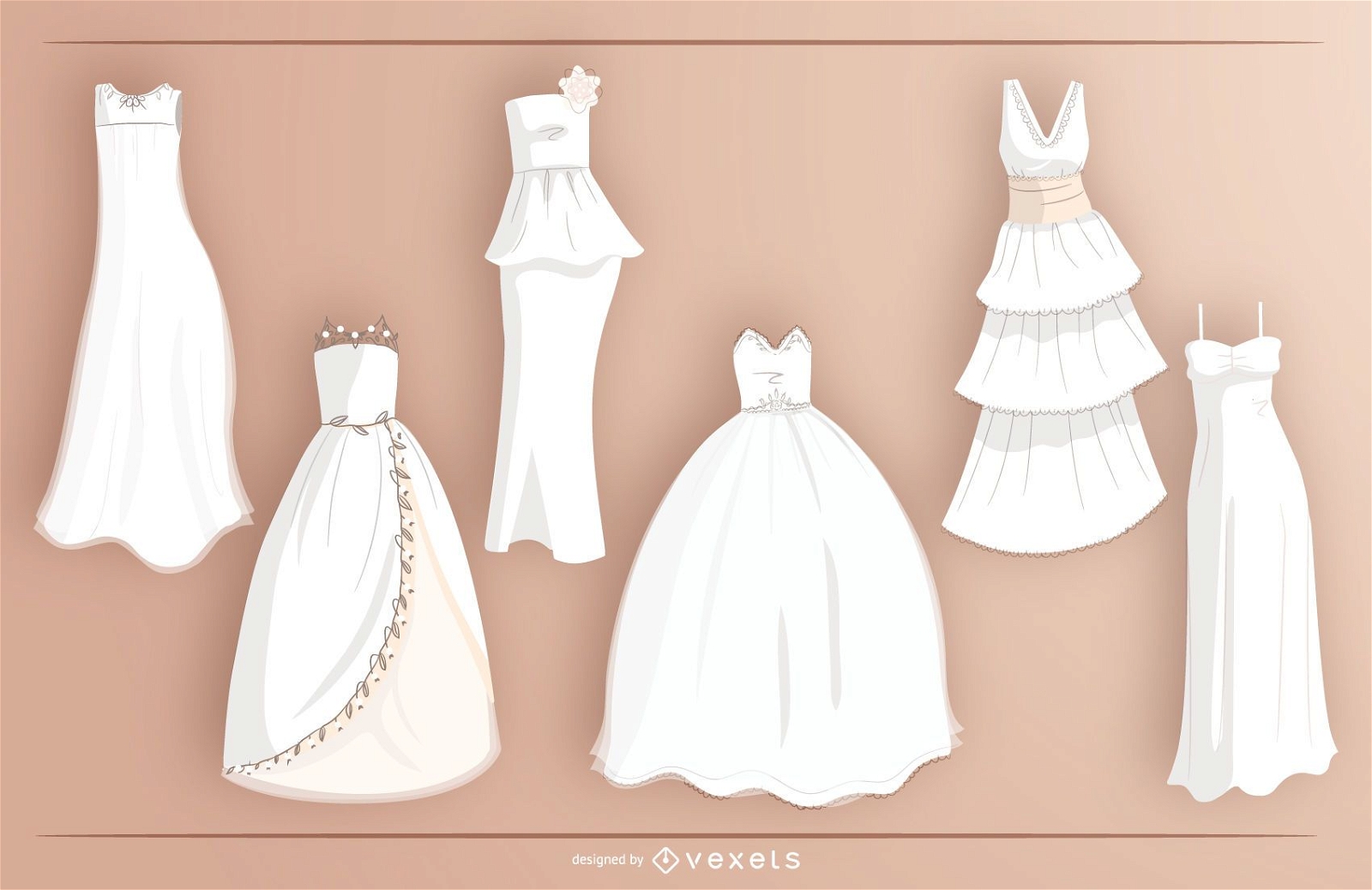 Colección de diseño de vestido de novia blanco de novia
