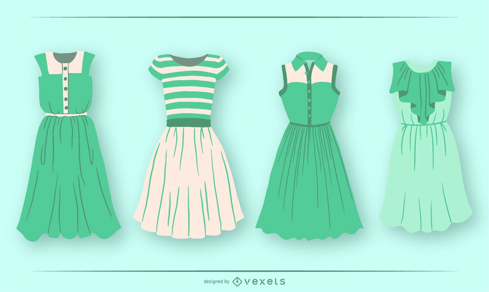 Pacote de design de vestido curto verde