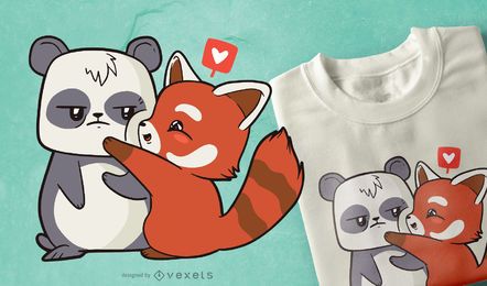 Diseño de camiseta Panda Cartoon Love Diseño de camiseta Panda Cartoon Love