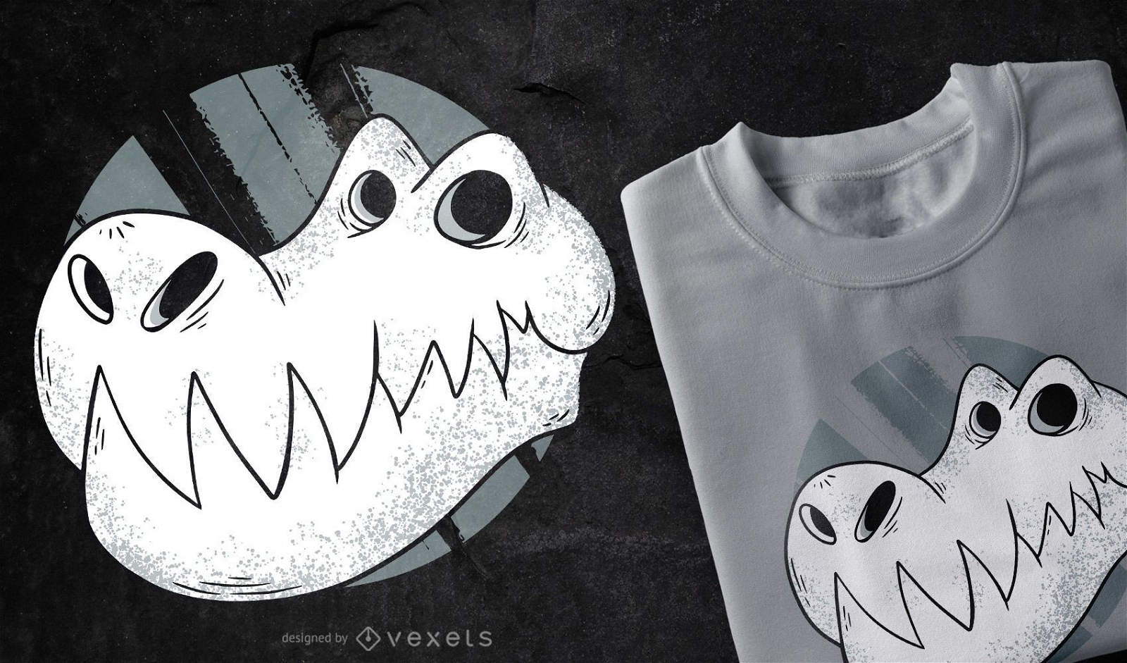 Design de camiseta com crânio T-rex