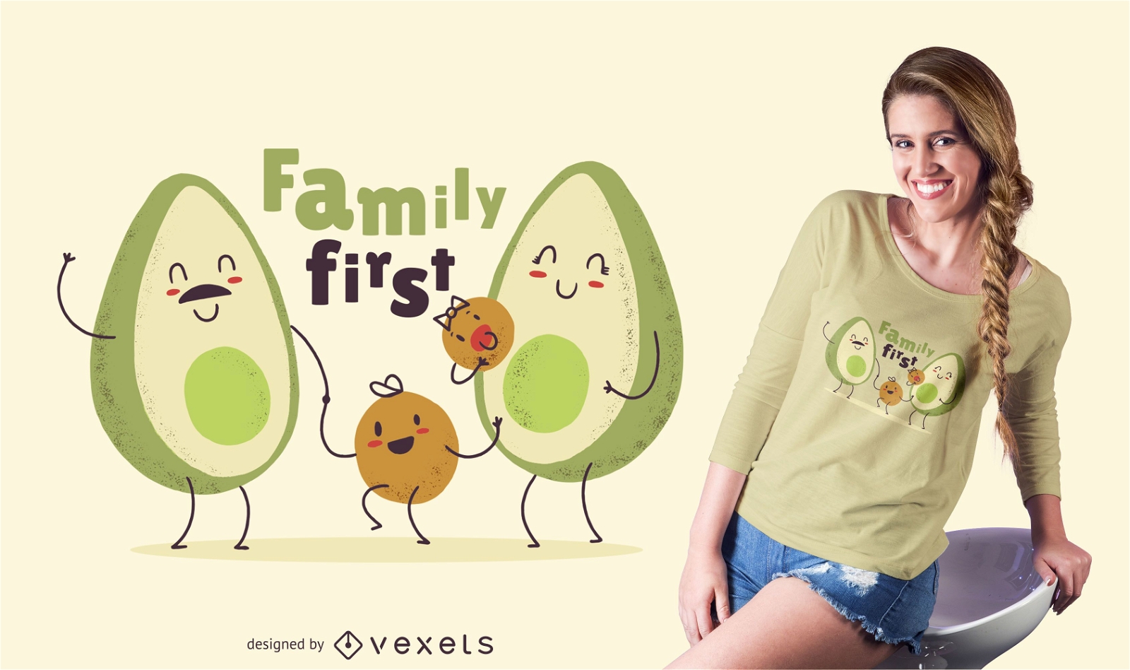 Cute Avocado Family T-shirt Design