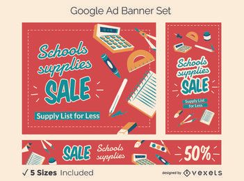 Conjunto de banners de anuncios de Google de promoción escolar