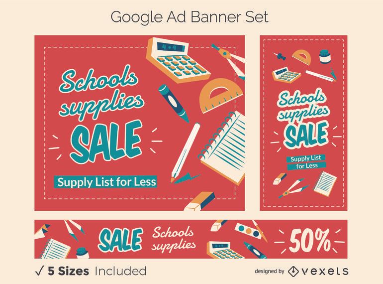 Conjunto de banner do Google Ads para promoção escolar Conjunto de banner do Google Ads para promoção escolar