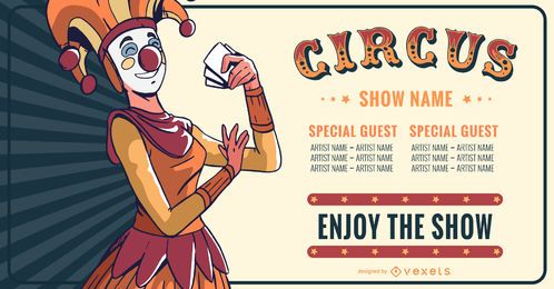 Diseño de banner editable de espectáculo de circo Diseño de banner editable de espectáculo de circo
