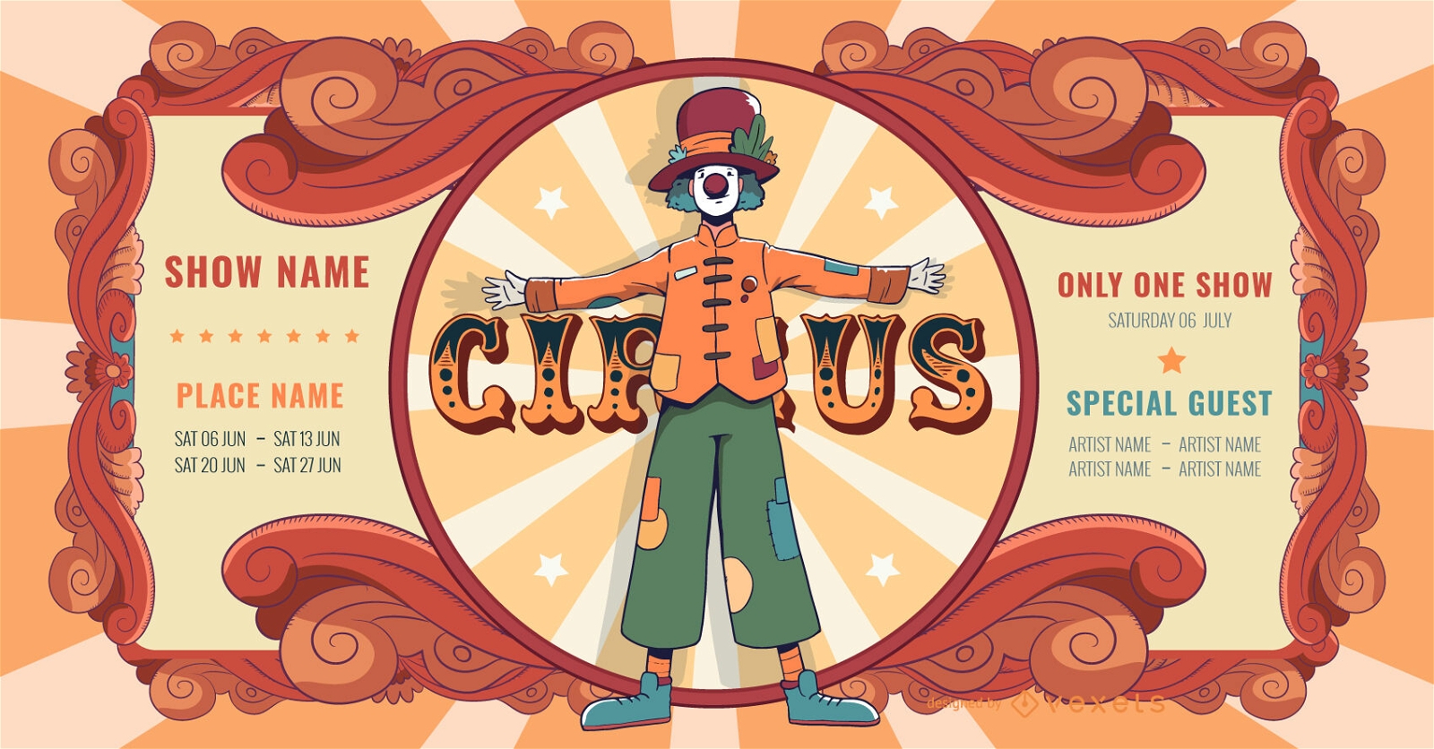 Diseño de banner de actuación de circo