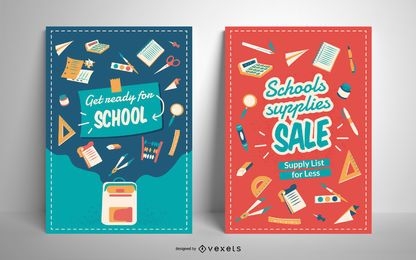 Plantilla de póster de venta de útiles escolares