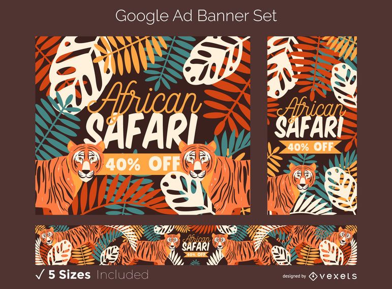 Conjunto de banners de anuncios de Google Safari africano Conjunto de banners de anuncios de Google Safari africano