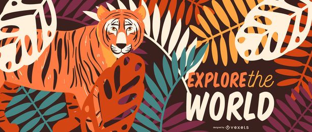 Explore a ilustração de tigre de safari Explore a ilustração de tigre de safari