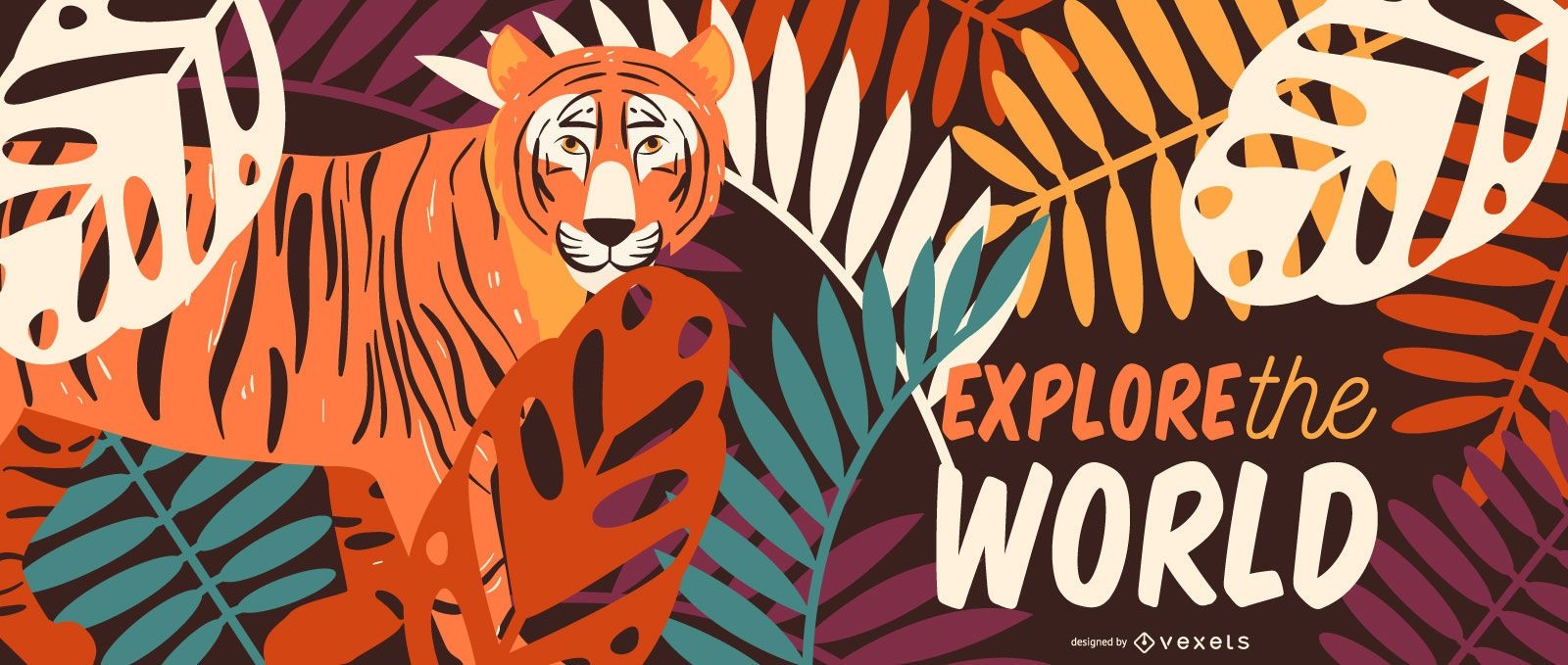 Explore safari tiger illustration