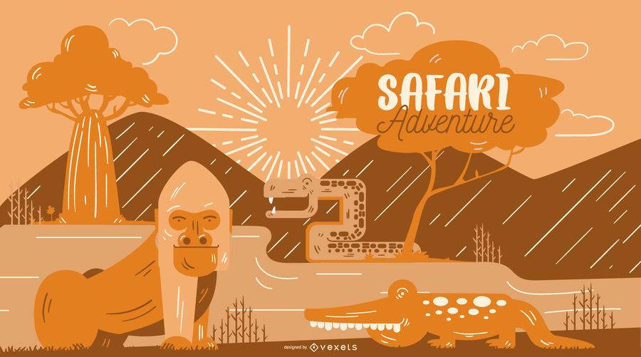 Ilustración de aventura de safari Ilustración de aventura de safari