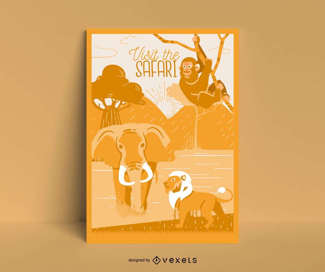 Safari animals poster template