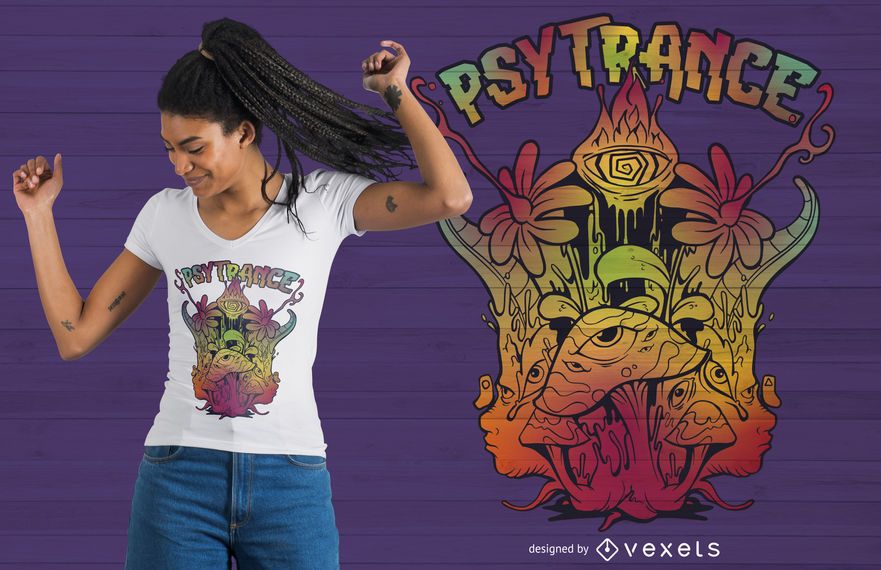 Psytrance Trippy Psychedelic T-Shirt Design Psytrance Trippy Psychedelic T-Shirt Design