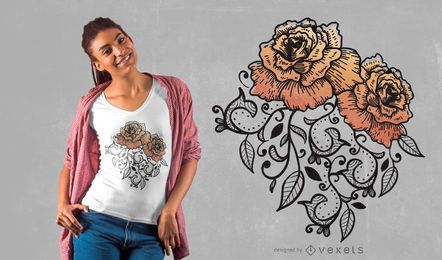 Diseño floral de camiseta rosa Diseño floral de camiseta rosa