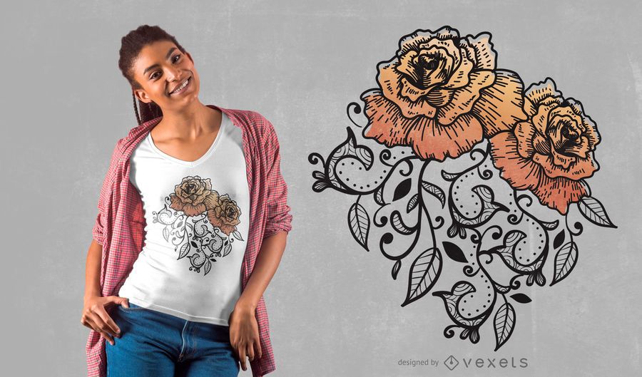 Design floral de t-shirt rosa Design floral de t-shirt rosa