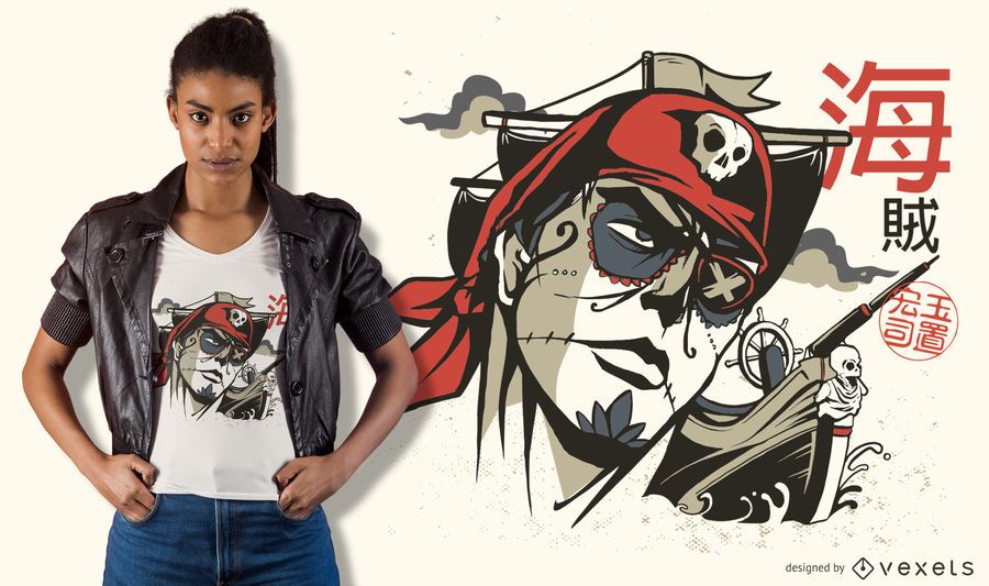 Sugar Skull Pirate T-shirt Design Sugar Skull Pirate T-shirt Design
