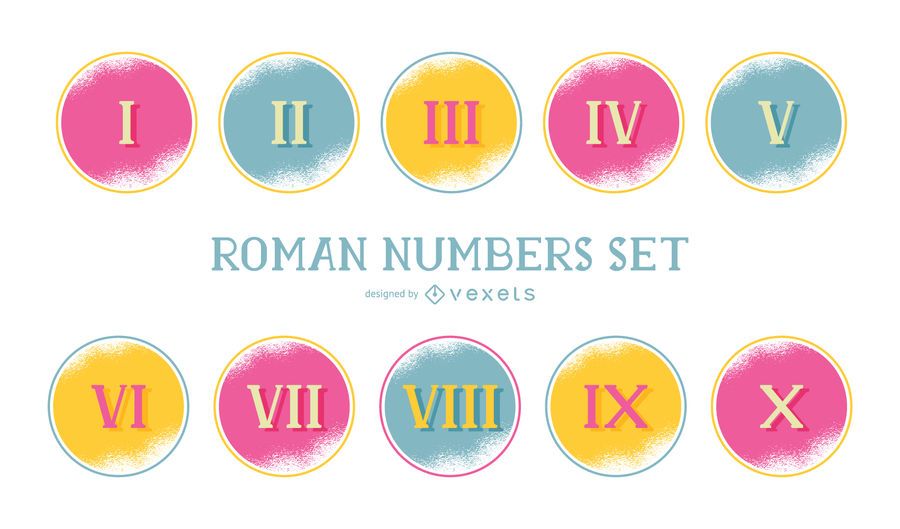 Conjunto Colorido De Numeros Romanos Descargar Vector