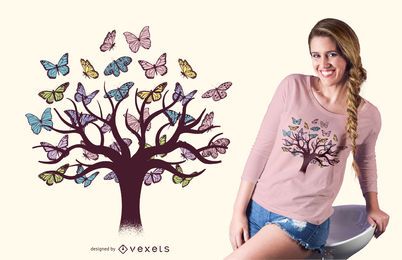 Butterflies tree t-shirt design Butterflies tree t-shirt design