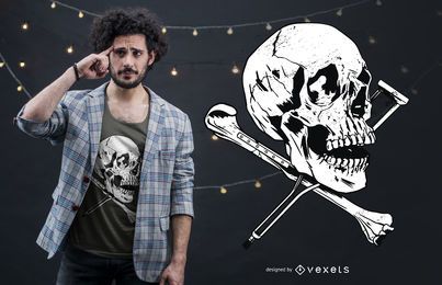 Diseño de camiseta de muletas de calavera Diseño de camiseta de muletas de calavera