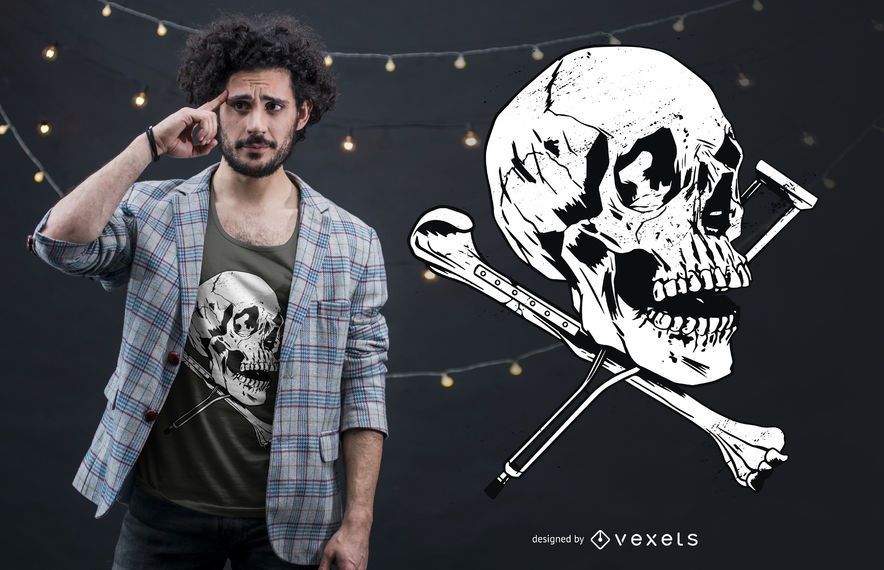 Skull Crutches T-shirt Design Skull Crutches T-shirt Design