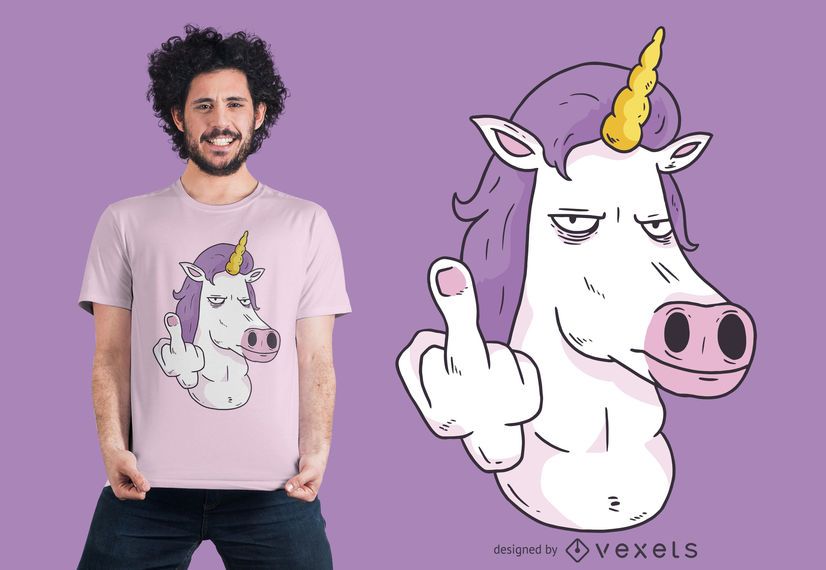 Design de camiseta de unicórnio zangado Design de camiseta de unicórnio zangado