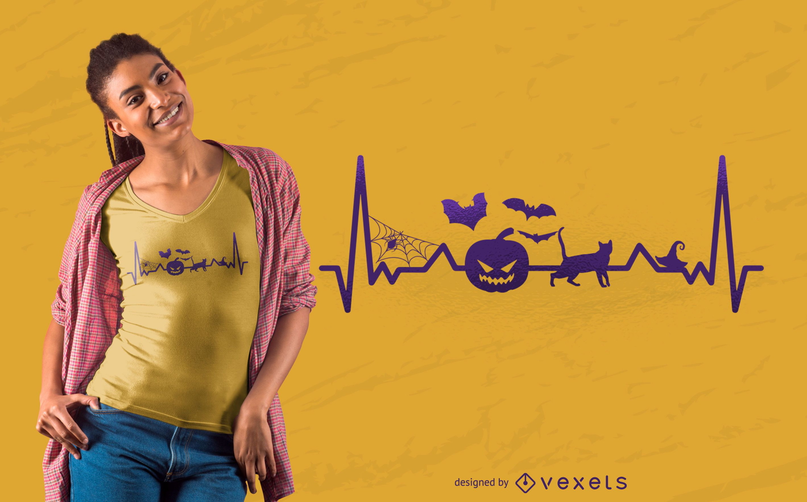 Heartbeat Line Halloween T-shirt Design