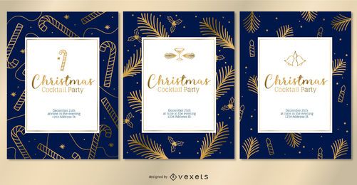 Set de invitaciones doradas de Navidad Set de invitaciones doradas de Navidad