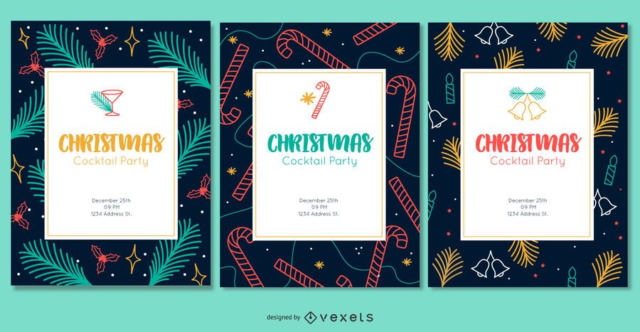 Christmas colorful invitations set Christmas colorful invitations set
