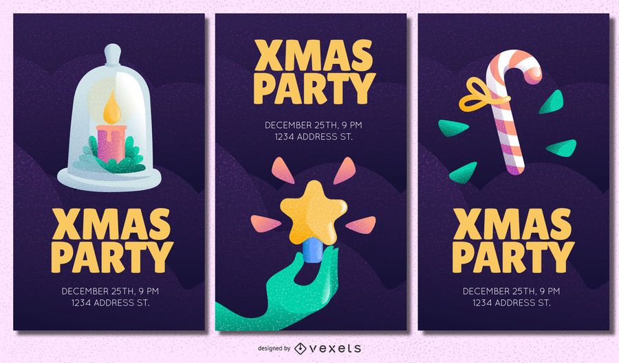 Xmas party invitations set Xmas party invitations set