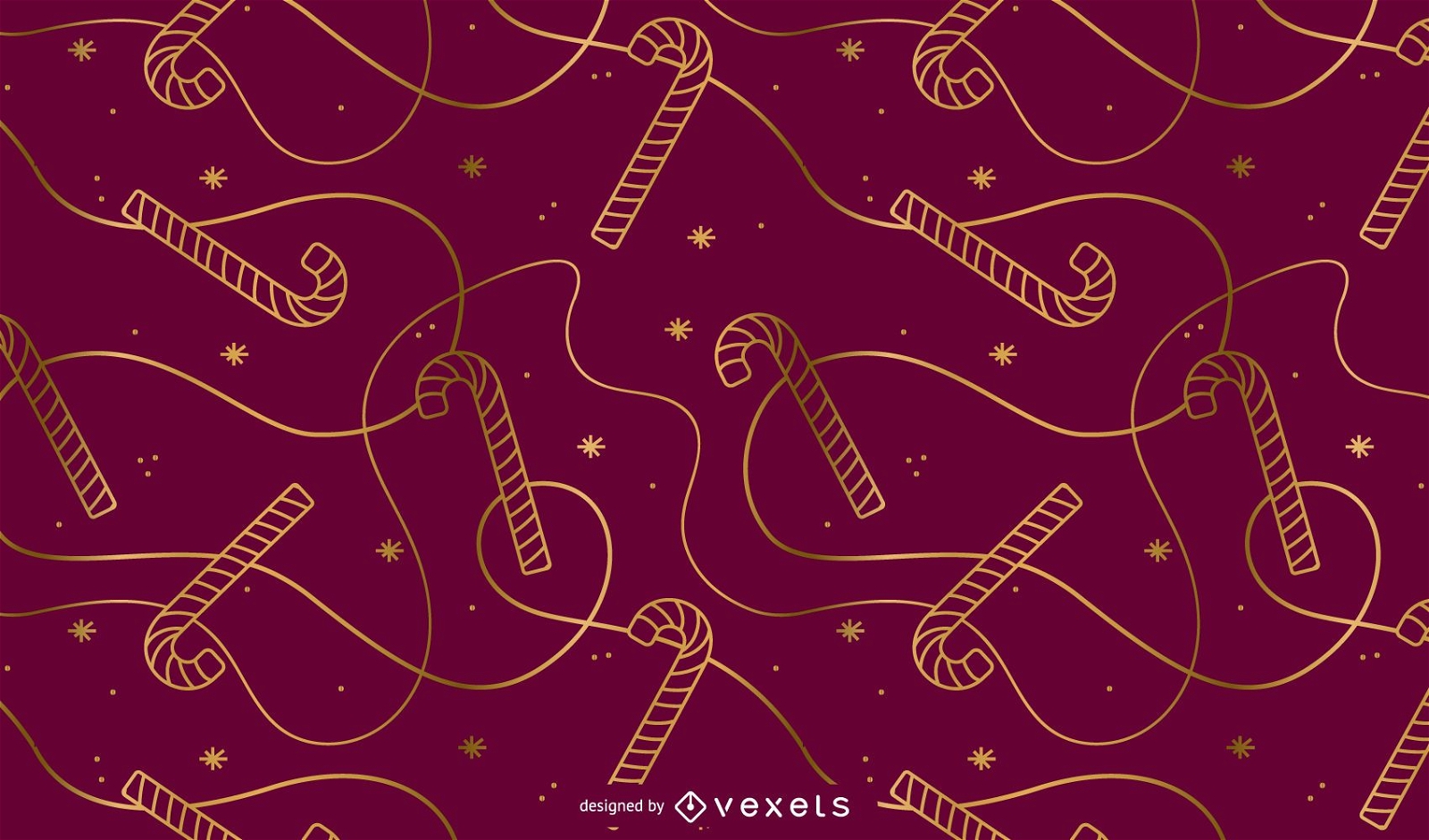 Golden candy cane christmas pattern