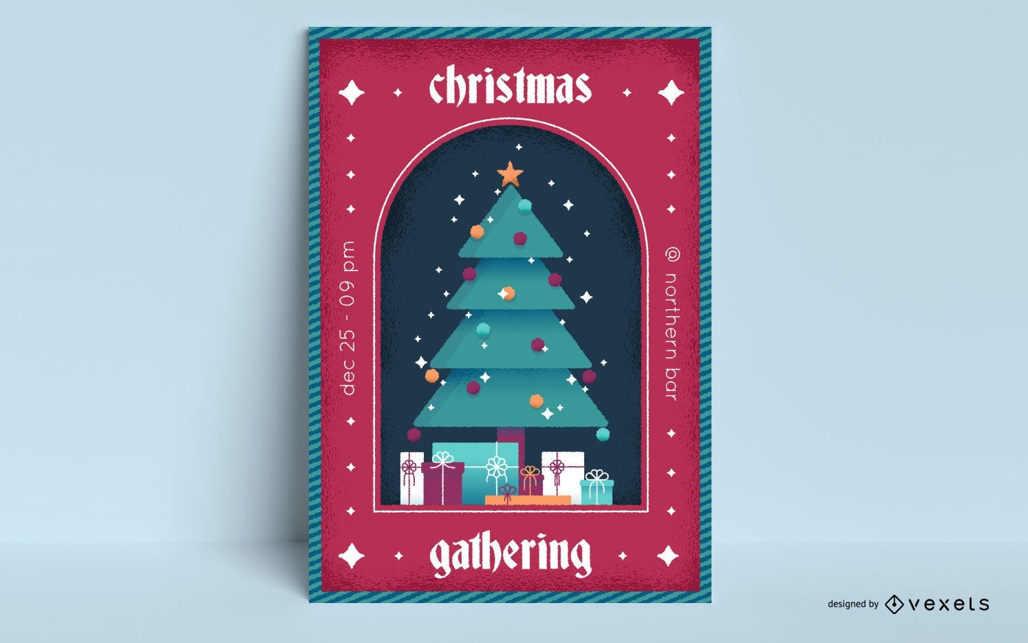 Design de cartaz de árvore de evento de Natal