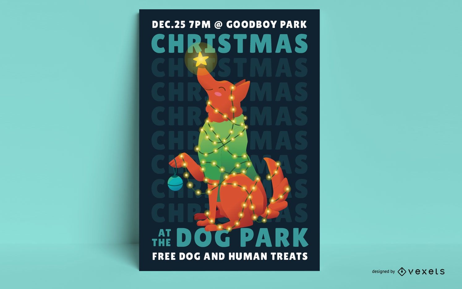 Christmas dog poster design