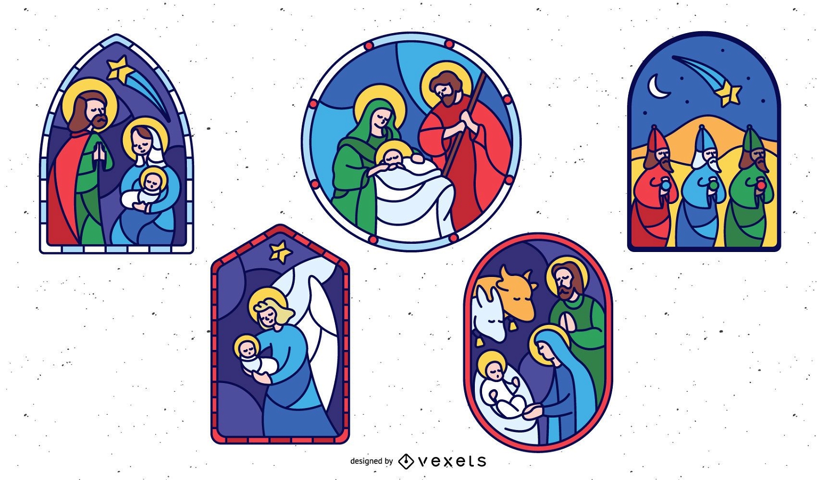 Stained Glass Nativity Design Set