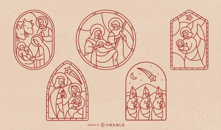 Stained Glass Nativity Stroke Design Set Stained Glass Nativity Stroke Design Set
