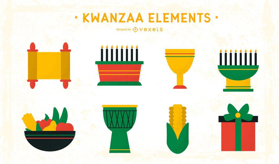 Pacote de elementos de design plano de Kwanzaa Pacote de elementos de design plano de Kwanzaa