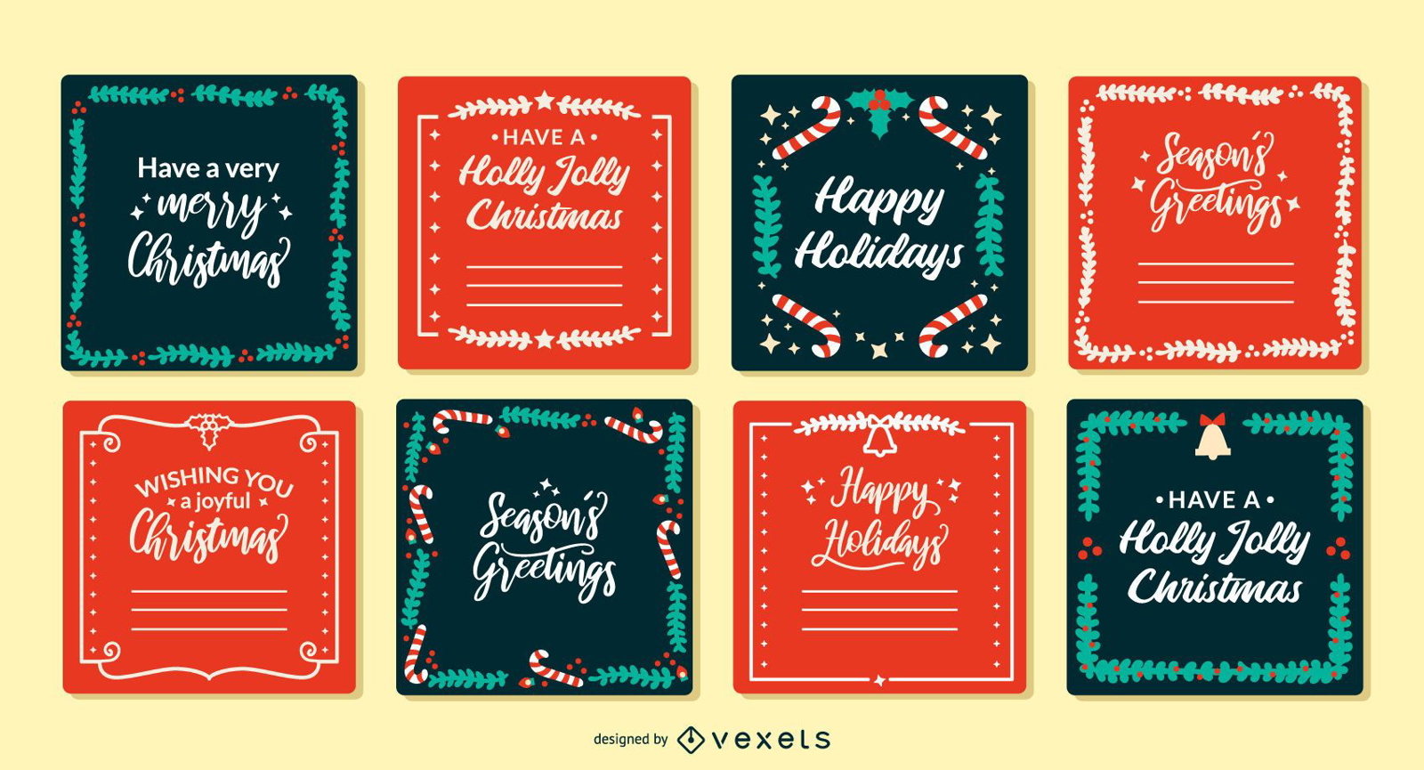 Conjunto de tarjetas de felicitación de Navidad