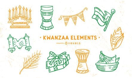 Paquete de elementos de trazo de Kwanzaa