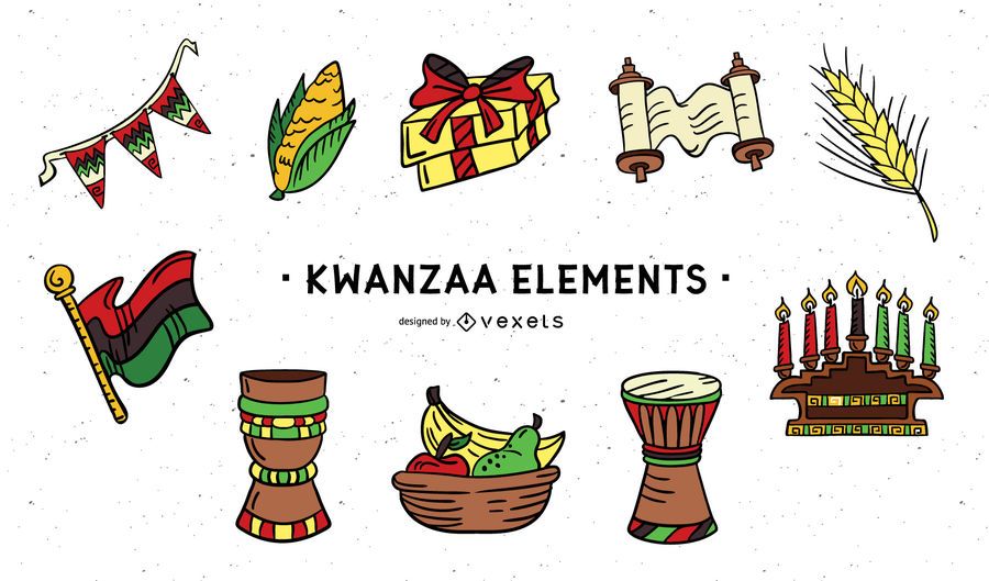 Pacote de elementos coloridos do Kwanzaa Pacote de elementos coloridos do Kwanzaa