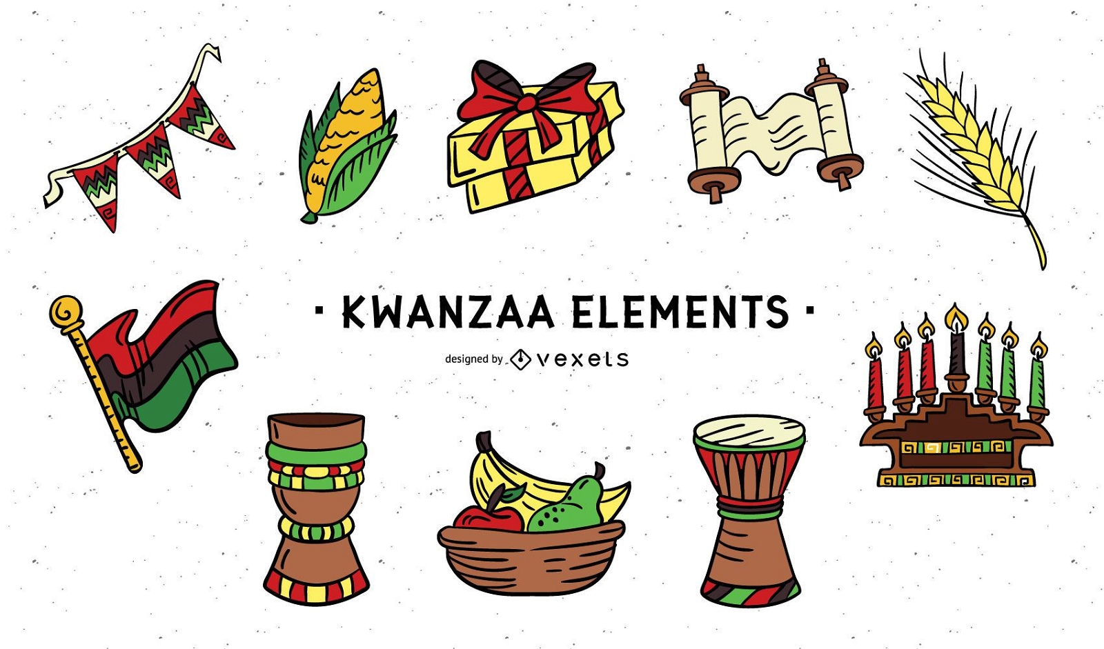 Paquete de elementos de color Kwanzaa