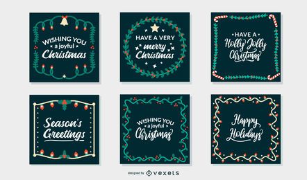 Conjunto de quadros de cartões de Natal Conjunto de quadros de cartões de Natal