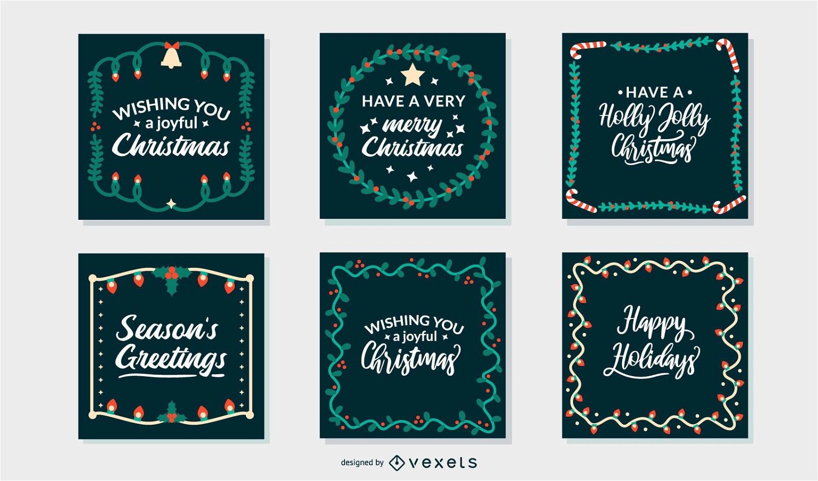 Conjunto de marcos de tarjetas de felicitación de Navidad