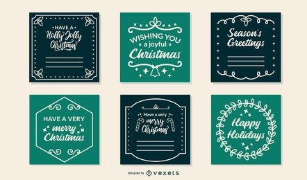 Conjunto de tarjetas de marcos navideños