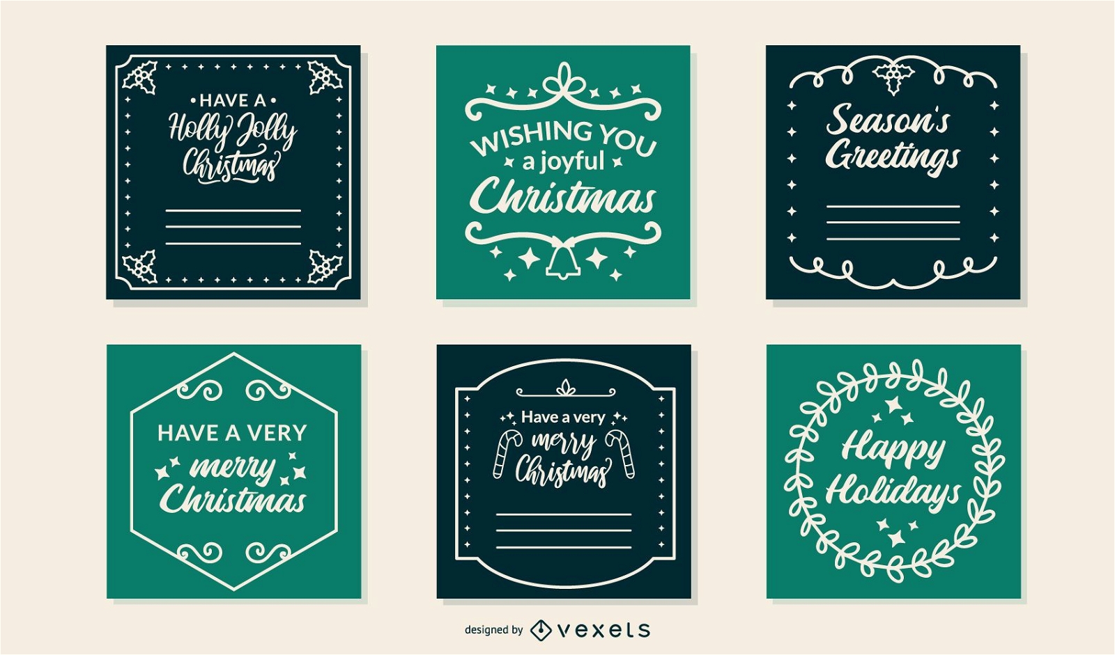 Conjunto de tarjetas de marcos navideños