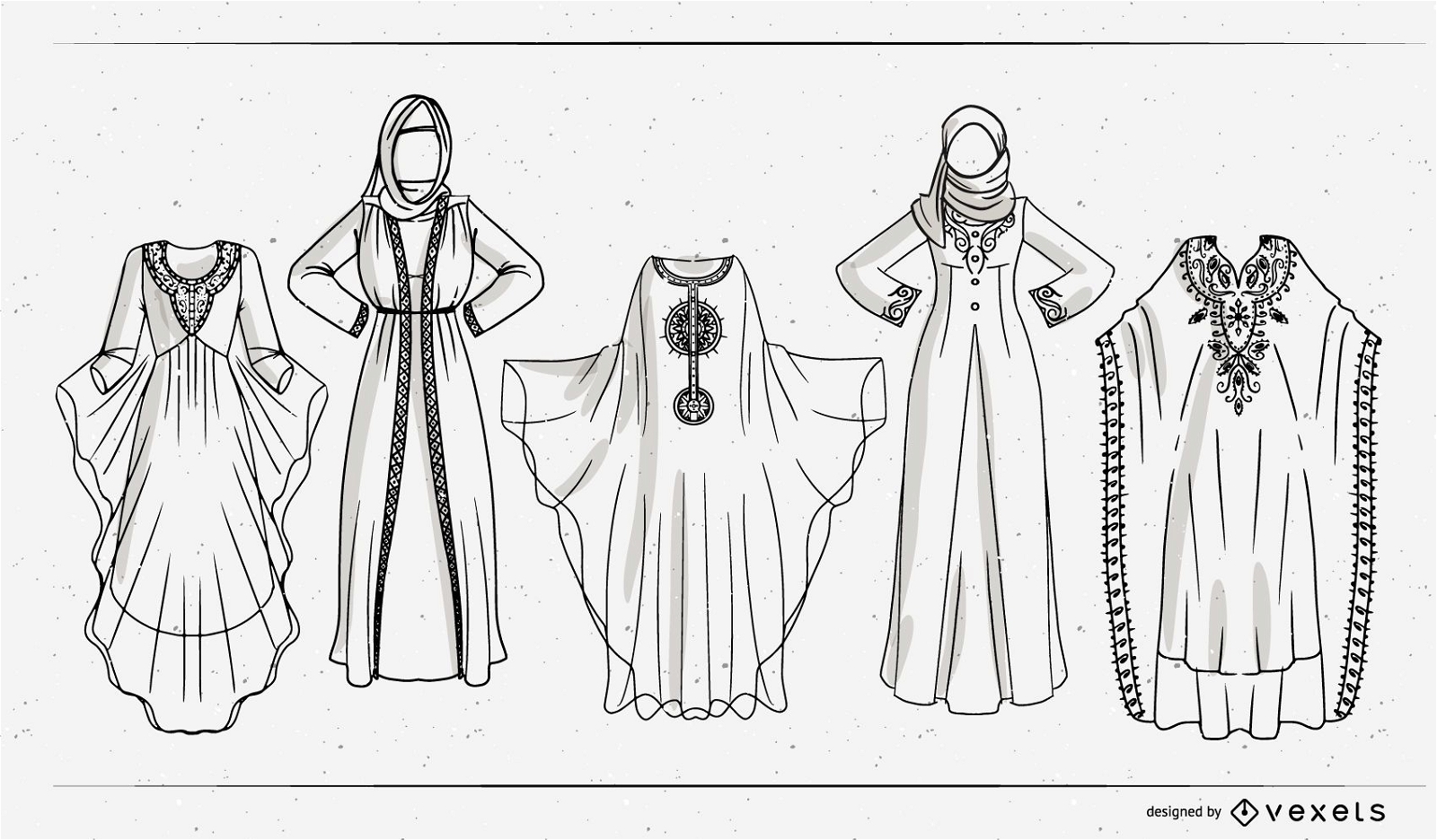 Conjunto de design de curso de vestido árabe