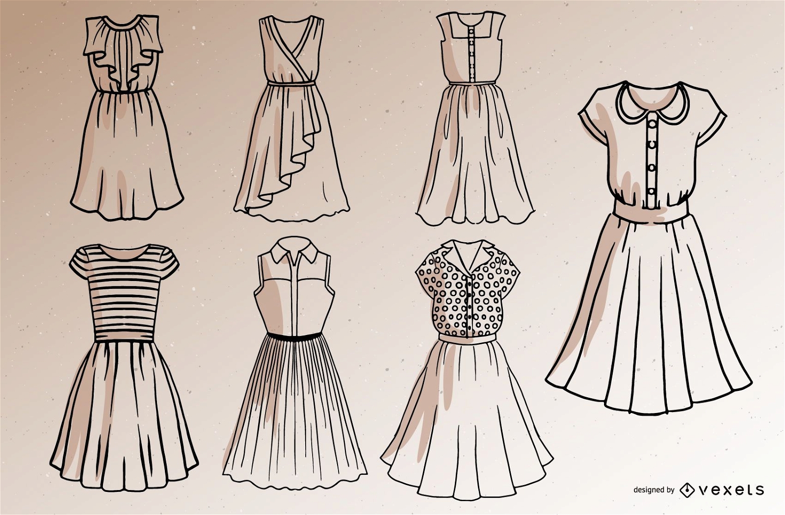 Kurzes Kleid Stroke Style Design Pack